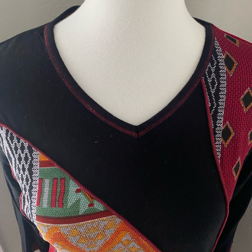 Parsley & Sage Art Retro Asymmetrical Abstract Multicolor 3/4 Sleeve Tunic Top S - Picture 4 of 10